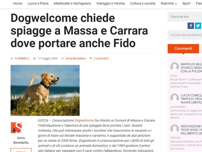 Dog beach Massa Carrara petizione Dogwelcome con esito positivo