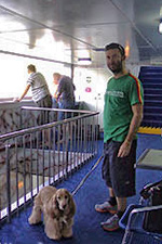 Marco con la sua Winnie in traghetto per la Grecia