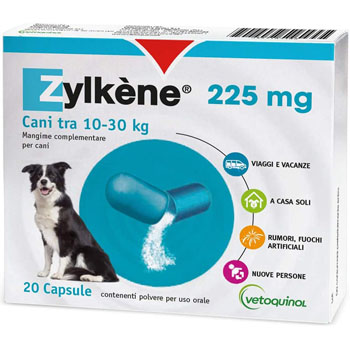 Zylkene Mangime Complementare per cani 10-30 Kg, Rilassante per situazioni ad alto stress